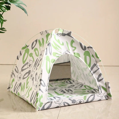 Pet Tent Semi-Enclosed Dome with Canvas Cover and Fiberglass Rods