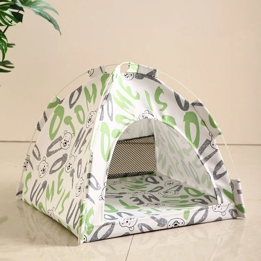 Pet Tent Semi-Enclosed Dome with Canvas Cover and Fiberglass Rods