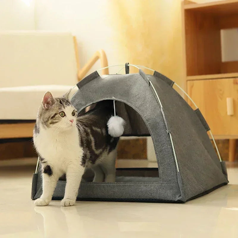 Pet Tent Semi-Enclosed Dome with Canvas Cover and Fiberglass Rods