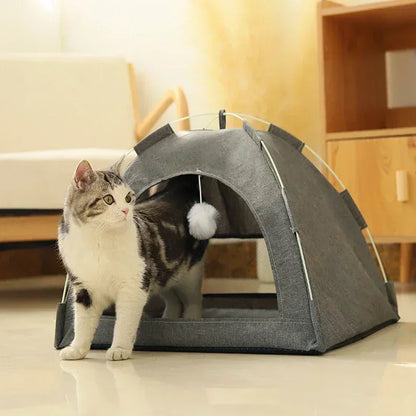 Pet Tent Semi-Enclosed Dome with Canvas Cover and Fiberglass Rods