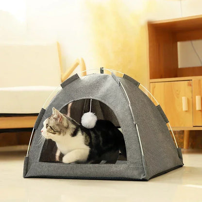 Pet Tent Semi-Enclosed Dome with Canvas Cover and Fiberglass Rods