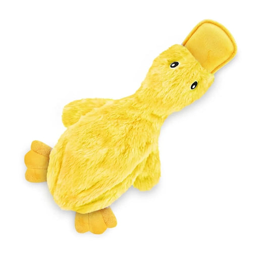 Squeaky Plush Duck Dog Toy with Soft Fleece Body