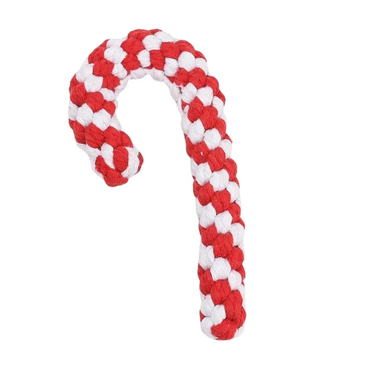Candy Cane Braided Cotton Rope Dog Toy